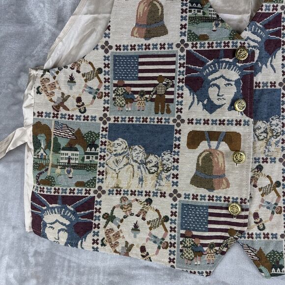 Raphael Lorenzo Tapestry Vest Womens 3X Tan America Liberty Bell Rushmore (1157) - Picture 5 of 9